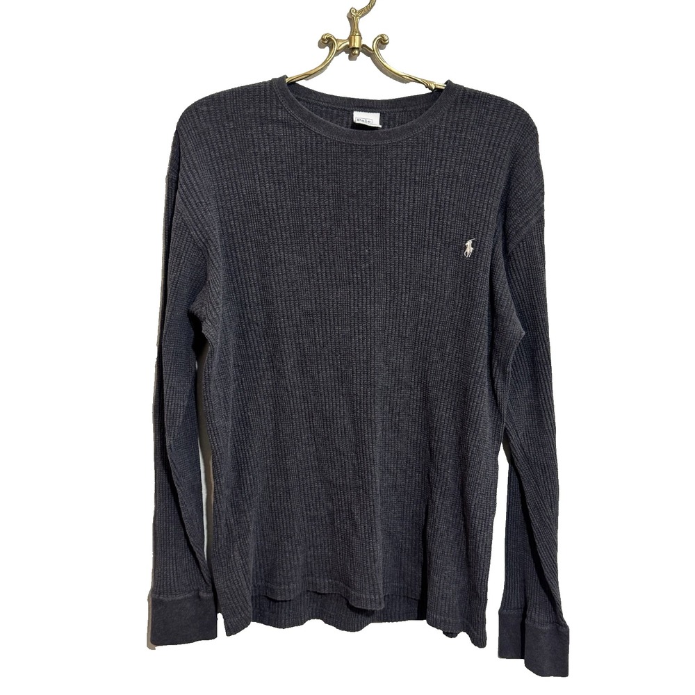 Polo Ralph Lauren Sleepwear Long‎ Sleeve Waffle Knit Thermal Shirt Gray Men's M